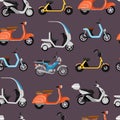 Seamless pattern with motor scooters