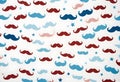 a seamless pattern of a moustaches with a blue and red mustaches Royalty Free Stock Photo