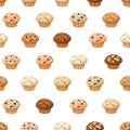 Seamless pattern with muffins. Vector illustration.