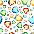 Seamless pattern of multi-colored diamonds on a white background