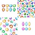 Seamless pattern of multi-colored diamonds on a white background