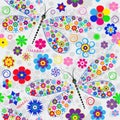 Seamless pattern with multi-colored dragonflies Royalty Free Stock Photo