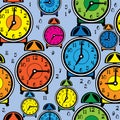 Seamless pattern multicolor alarm clock