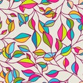 Seamless pattern with multicolor autumn leaves. Vector nature ba