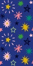 Seamless pattern of multicolor hand drawn stars. Colorful abstract background with fireworks Royalty Free Stock Photo