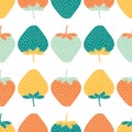 Seamless pattern of multicolor strawberries. Vector illustration