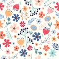 Seamless pattern with multicolored flowers