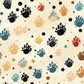 seamless pattern with multicolored footsteps paw prints of animal dog on white background Royalty Free Stock Photo