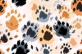 seamless pattern with multicolored footsteps paw prints of wild animal on white background Royalty Free Stock Photo