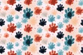 seamless pattern with multicolored footsteps paw prints of wild animal on white background Royalty Free Stock Photo