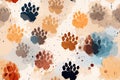 seamless pattern with multicolored footsteps paw prints of wild animal on white background Royalty Free Stock Photo