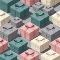 Seamless Pattern of Multicolored Gift Boxes Ã¢â¬\' Celebration Packaging Concept Royalty Free Stock Photo