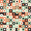 Seamless pattern with multicolored large circles and squares. Royalty Free Stock Photo