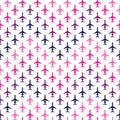 Seamless pattern with multicolored passenger airplanes