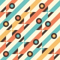 Seamless pattern with multicolored stripes and circles. Royalty Free Stock Photo