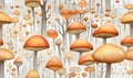 Seamless pattern with mushrooms in the forest. Vector illustration Royalty Free Stock Photo