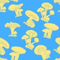 Seamless pattern mushrooms russula, chanterelle, champignon, gr