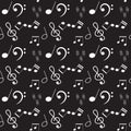 Seamless pattern with music notes and signs