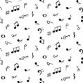 Seamless pattern with music notes symbols. Monochrome background. Royalty Free Stock Photo