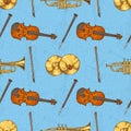 Seamless Pattern with Musical Instruments