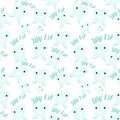 Seamless pattern of `My first tooth`. Hand drawn mint teeth icon on white background.