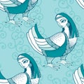 Seamless pattern with Mythological Bird. The series of mythological creatures