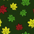 Seamless pattern with a natural forest motif. Maple leaf. Royalty Free Stock Photo