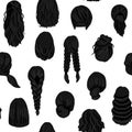 Seamless pattern with natural wigs and beautiful hairstyles
