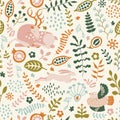 Seamless pattern with nature ornament