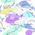 Seamless pattern of nature sea fish. Vector Royalty Free Stock Photo