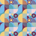 Seamless pattern in neogeo style. Simple geometric shapes. Royalty Free Stock Photo