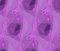 Seamless pattern with neon abstract pattern with portals and wires. Technological geometric purple texture with rhombuses