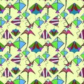 Seamless pattern of neon green,baby blue eyes, shocking pink, mint green, blue jeans, jazzberry color beautiful kites .