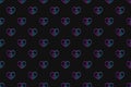 Seamless pattern with neon heart with asexuality symbol on black background