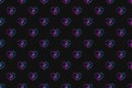 Seamless pattern with neon heart with bisexuality symbol on black background