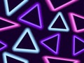 Seamless pattern with neon triangles, linear art. Multi-colored bright neon light in the style of the 80s. Vector Royalty Free Stock Photo