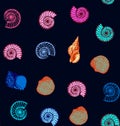 Seashell pattern vector repeating colored elements Royalty Free Stock Photo