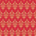 Seamless pattern New Year`s Eve dinner. Christmas decorations in the shape of cones . Gold and red Vector illustration Royalty Free Stock Photo