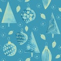 Seamless pattern. New Year`s toys. Balls, icicles, snowflakes Royalty Free Stock Photo