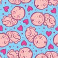 Seamless pattern with newborn little baby