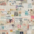 Seamless pattern with newspaper collage with many daily newspaper headlines. Generative AI