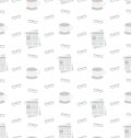 Seamless Pattern with Newspapers, Coffee and Eyeglasses, Flat Business Icons, Repeating Wallpaper