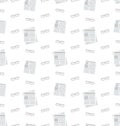 Seamless Pattern with Newspapers and Eyeglasses, Flat Business Icons, Repeating Backdrop