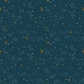 Seamless pattern with a night sky of stars and constellations. Hand-Drawn illustration Background. Beautiful elegant magic abstrac Royalty Free Stock Photo