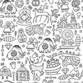 Seamless pattern with North People Lifestyle. Sketch for your design