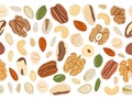 Seamless pattern of nuts and seeds. Kitchen, cooking print Royalty Free Stock Photo