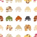 Seamless pattern of nuts and seeds. Kitchen, cooking print Royalty Free Stock Photo