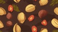 Seamless Pattern Nuts. Walnut Pattern. AI