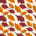 Seamless pattern with oak and hawthorn leaves