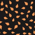 Seamless pattern with oak leafs on black background Royalty Free Stock Photo